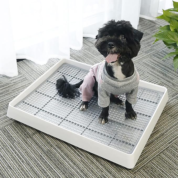WUWEOT 2 Pack Large Rabbit Litter Box, Shallow Bunny Restroom Litter Tray, Small Animals Litter Pan Toilet Potty Trainer with Grate for Rabbit Hamster Ferret Rats Guinea Pigs Hedgehog Chinchillas