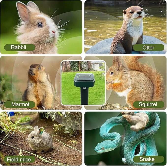 8 Pack Ultrasonic Mole Repellent,Solar Powered Gopher Mole Repellent Stakes for Chipmunks,Snake,Gophers,Voles,Waterproof Sonic Moles Deterrent for Outdoor Garden,Home (8 Pack)