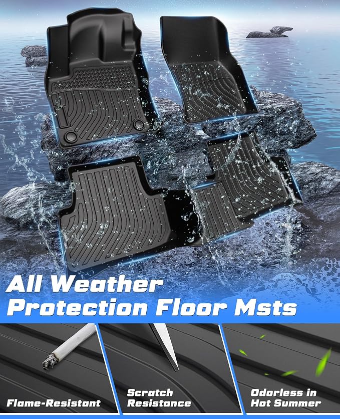 Sunsdrew Floor Mats for 2022-2026 Volkswagen Taos Accessories, All Weather Floor Liners 1st & 2nd Row Car Mats, TPE Rubber, Raised Edge