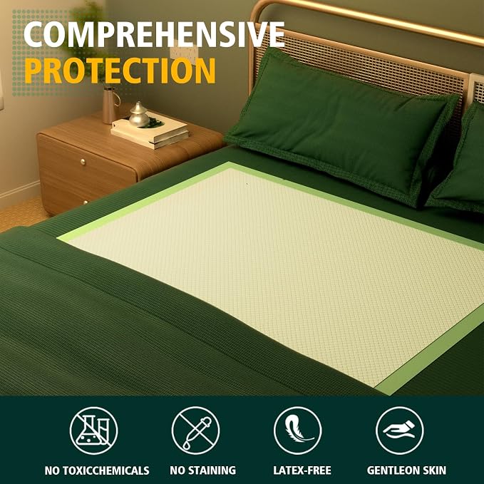 MILDPLUS Disposable Bed Pads 40"X40" Extra Large Pee Pads for Incontinence 140 Gram Heavy Duty Super Absorbent Underpads Waterproof Chucks Pads for Adults, Elderly or Pets [100x100CM, 25pcs]
