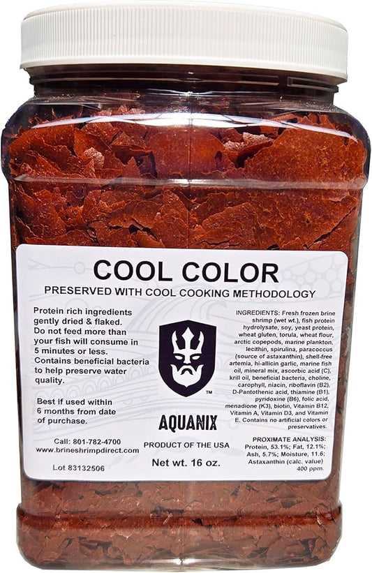 Cool Color Enhancing Tropical Fish Flake with Brine Shrimp, 16 oz