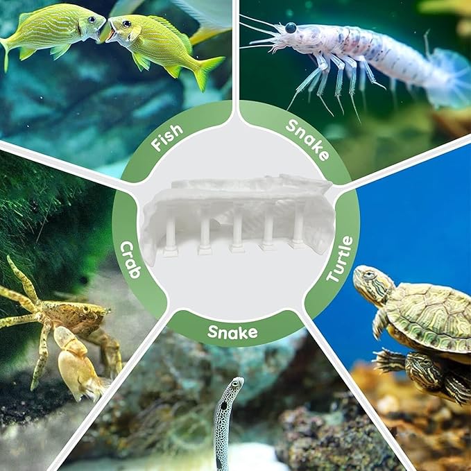 LIYAOLI Aquarium Ornaments Cave Tunnel with Viewing Ports | Fish Tank Decor Hideout for Pleco, Shrimp & Corydoras | Substrate-Friendly Design & Sinking Base (M - Roman Columns - White)