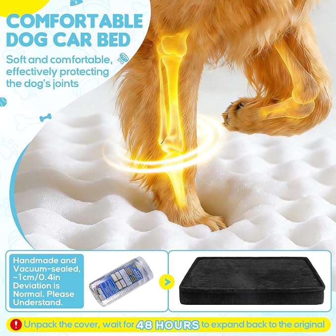 Loiion Dog Car Bed, Non-Slip Backseat Extender Pet Mat 50"x24.6"x4" | Removable, Washable Dog Bed With Waterproof Liner Protects Car Seats, Anti-Slip Travel Bed For Dogs