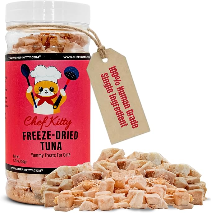 Tuna Cat Treats, 100% Wild Caught | Freeze Dried Dog Treats, High Protein | Grain-free, Single Ingredient Cat & Dog Food Toppers | No Additives or Preservatives | Inspected & Tested in USA | 1.7 oz