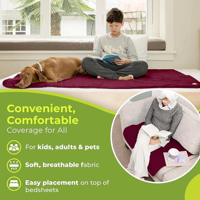 PeapodMats Bedwetting Waterproof Bed Mat, Reusable 3x5 Plum | Washable reusable bed mat for bedwetting, incontinence, kids, adults, pets, and mattress protection.