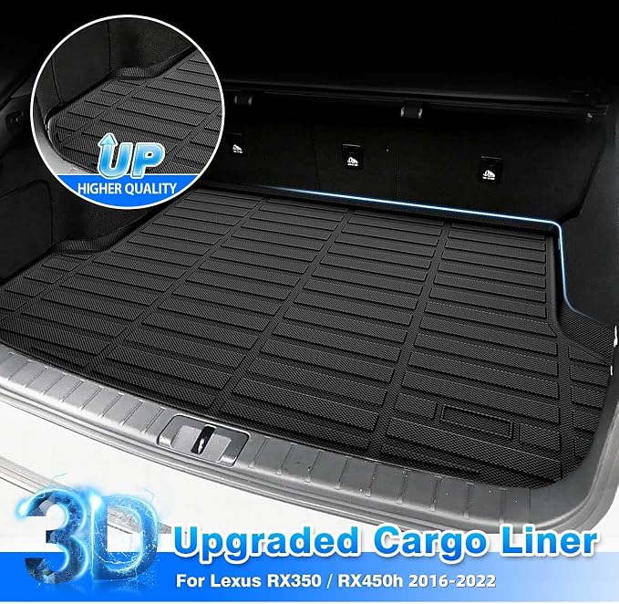 Cartist Custom Fit for Cargo Liner 2016-2022 Lexus RX350/RX450h (Not for RX350L & RX450hL) All Weather Trunk Mat Anti-Slip TPE Rear Trunk Floor Mat Waterproof