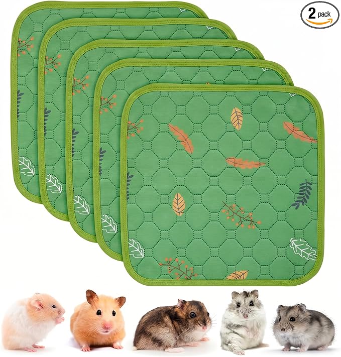Sunheir Washable Pee Pads for Small Pet 5-Pack, Reusable Pet Training Pads Absorbent & Leak-Free, Waterproof Pee Pads for Dog Cat Rabbit Guinea Pig Hamster, Whelping Pad (Leaves - Green, 12x12)