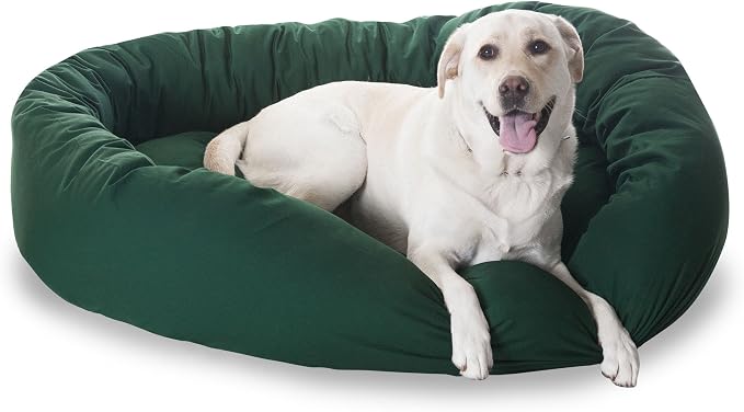 Majestic Pet 52 Inch Bagel Calming Dog Bed Washable – Cozy Soft Round Dog Bed with Spine Support for Dogs to Rest their Head - Fluffy Donut Dog Bed 52x35x11 (Inch) - Round Pet Bed X-Large – Green | Cozy Soft Fluffy Donut Pet Bed with Spine Support for ...