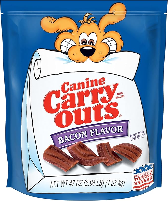 Canine Carry Outs Bacon Flavor Dog Treats, 47 Ounce Bag (Pack of 4)