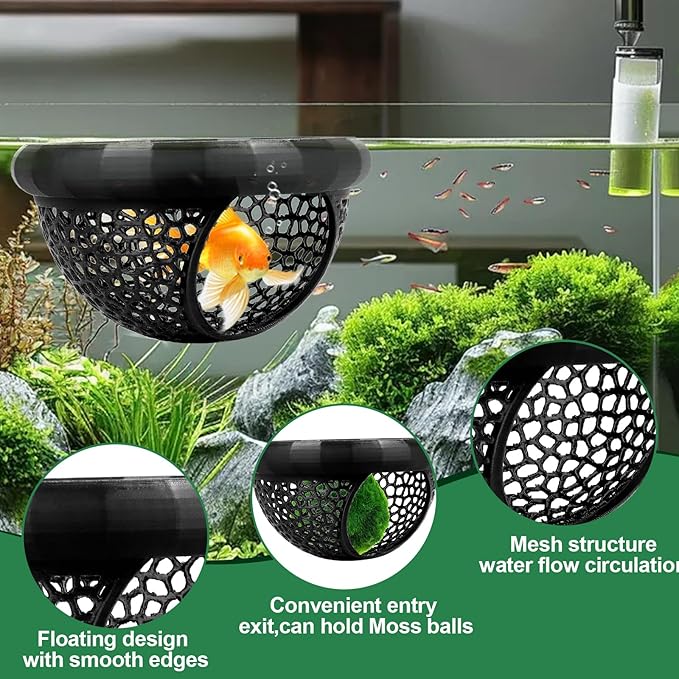 2 PCS Floating Betta Hammock & Shrimp Shelter 3D Printed Aquarium Decor Floating Betta Hide with Feeding Ring Multi-Functional Hammock Safe Resting Spot for Betta Fish, Shrimp and Small Fish