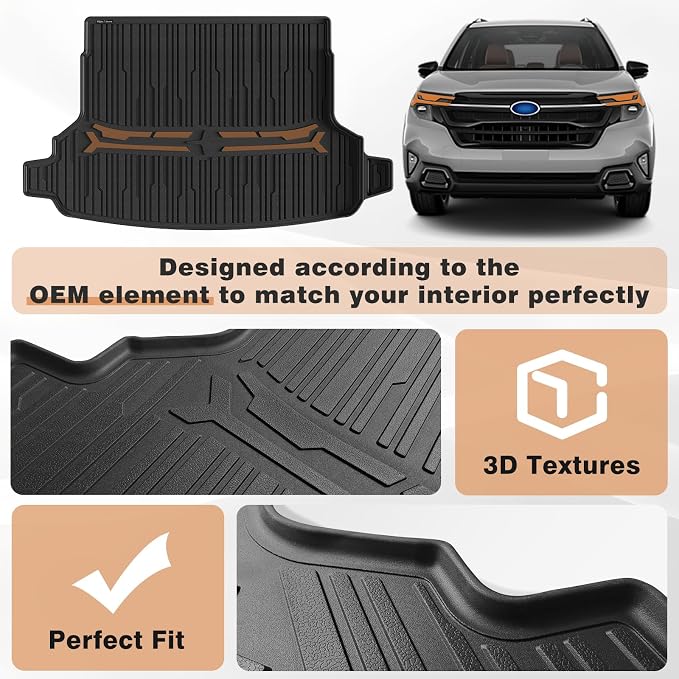 TripleAliners Trunk Mat Compatible with 2025 2026 Subaru Forester Touring/Sport/Limited/Base/Premium Models Accessories Protector Mat TPE All-Weather Odorless Anti-Slip Waterproof Liner Not Fit Hybrid