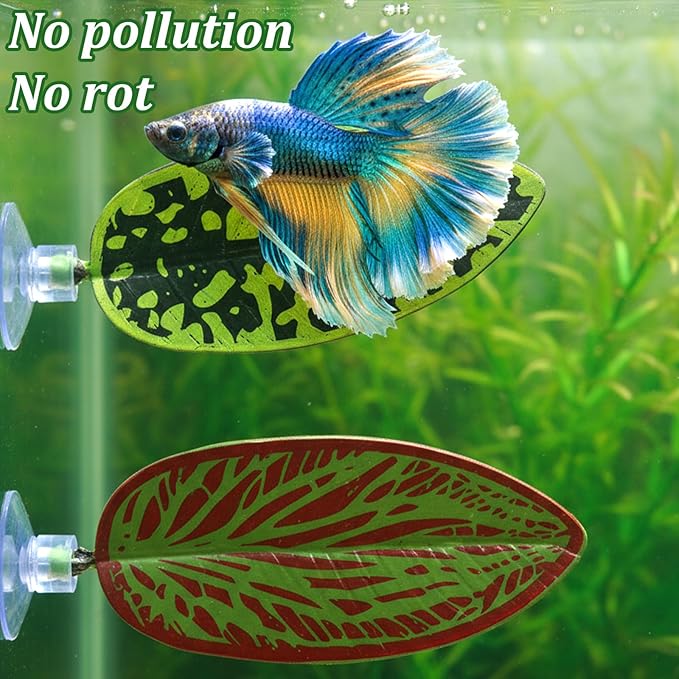 4 Pcs Betta Hammock Betta Fish Tank Decor Aquarium Decor Plastic Plants Bettas Fish Leaf Hammock Bettas Fishes Toys for Resting Sleeping Playing Hiding Breeding
