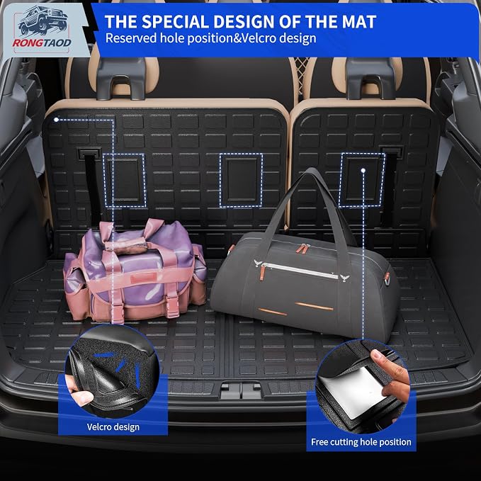 Rongtaod Cargo Mat Compatible with 2024 2025 2026 Chevrolet Traverse (NOT Limited) & GMC Acadia 2025 2026 Buick Enclave Trunk Liner Cargo Liner Chevy Traverse Accessories (Trunk Mat+Backrest Mats)