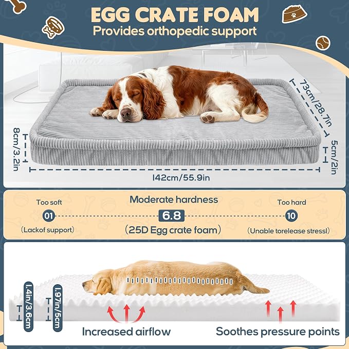 Loiion Dog Car Bed, Non-Slip Backseat Extender Pet Mat 56"x28.7"x2" | Removable, Washable Dog Bed With Waterproof Liner Protects Car Seats, Anti-Slip Travel Bed For Dogs