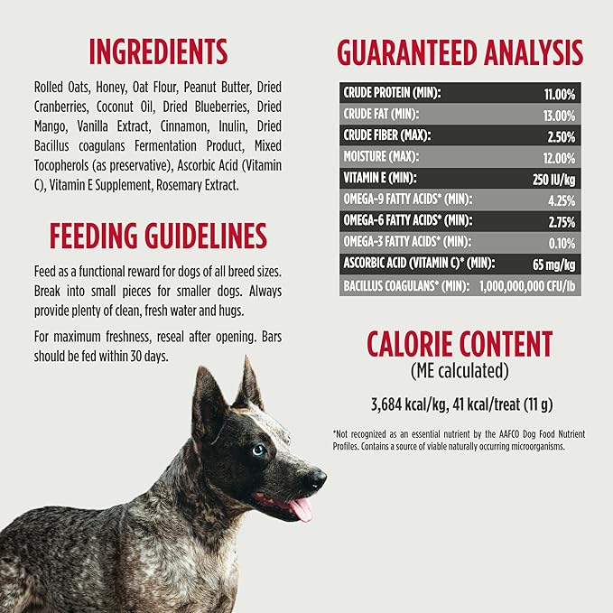 Nulo Functional Granola Bars, Healthy Dog Treats, Oven Baked, Made with Prebiotics and Probiotics, Contains No Added Salt, Sugar, or Molasses, 10 Ounce Bag