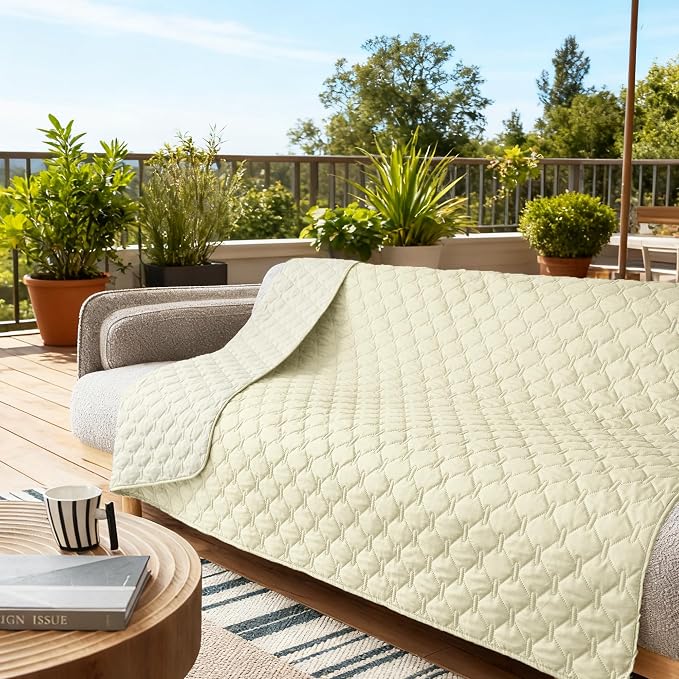 gogobunny Waterproof Dog Blankets for Large Dogs, Pet Bed Cover Breathable | Washable Pee Pads, Quilted Throw Blanket, Furniture Protector for Couch Sofa Bed Car, 82x82 Inch Dark/Light Cream