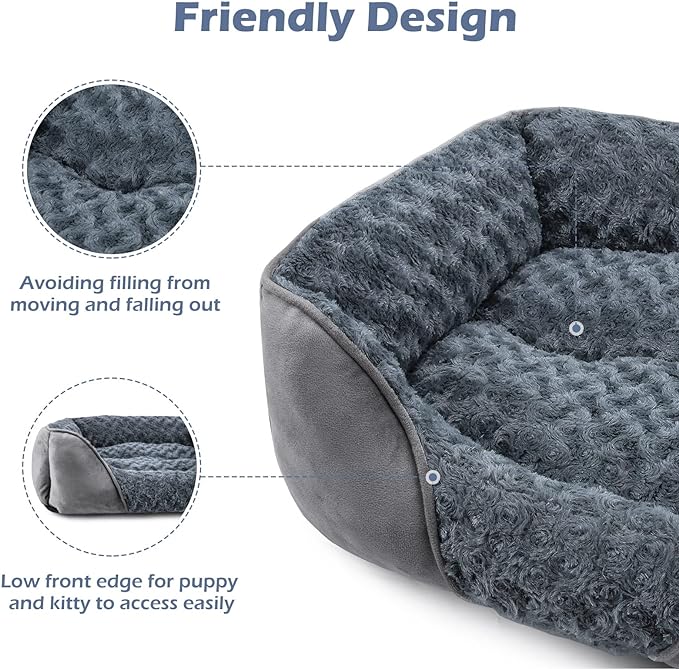 X-Large Dog Bed for Large, Medium, Small Dogs - Rectangle, Washable, Orthopedic, Soft Calming Sleeping Puppy Bed - Durable Pet Cuddler with Anti-Slip Bottom - XL (35"x25"x10")