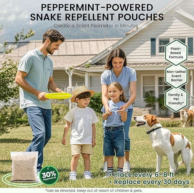 Natural Snake Repellent for Yard, Safe Granules for Pets & Kids, Long-Lasting Outdoor Snake Deterrent for Garden, Garage & Patio - 30 Pack, 100% Plant-Based & Non-Toxic