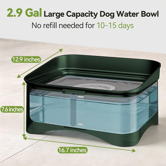 UPSKY 2.9Gal No Spill Dog Water Bowl, 4 Height Adjustable Elevated Bowl | Super Large Capacity, Slow Drinking Feeder, No-Splash, Anti-Slip, Folding Design, Suitable for Senior Dog and Multi-Pet Homes