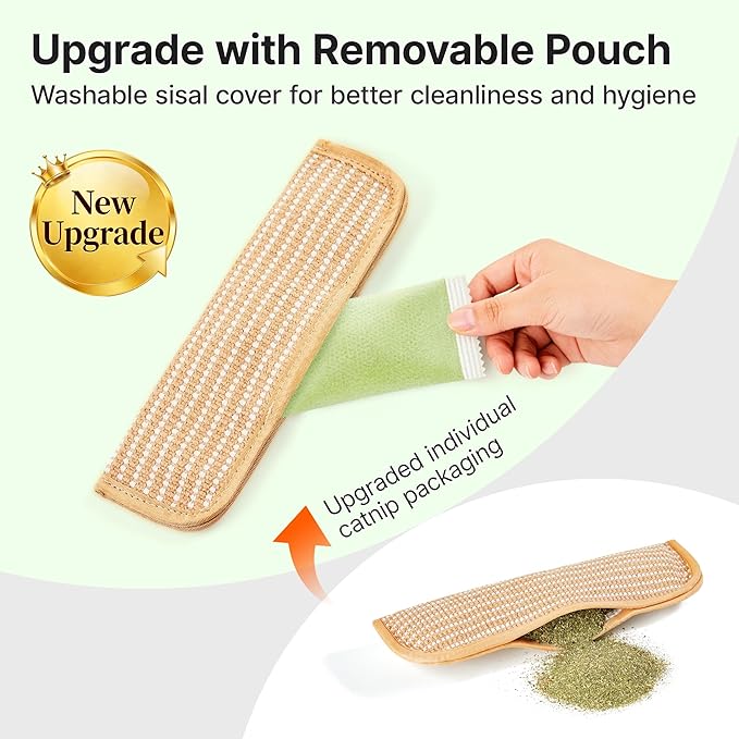 Potaroma Cat Toys Pack of 2 with 6000mg A+ Organic Catnip, Soft Sisal Material Indoor Kitten Scratching and Kicker Toys, Drives Bored Cats Crazy with Fun Interactive Chew