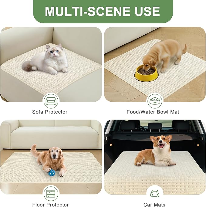 Washable Pee Pads for Dogs Puppy Pad, Cream White 30”x34” 2 Pack | High Absorbent Dog Pee Pad Leak Proof Cat Rugs, Reusable Non Slip Pet Mat, Wee Wee Pads for Training, Crate and Floor