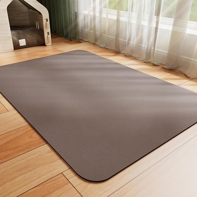HotLive Dog Food Mat - Absorbent Cat Mat for Food and Water, No Stains Pet Feeding Bowl Mat, Easy to Clean Pet Placemats, Quick Dry Dog Water Dispenser Mat for Messy Drinkers | Brown 16"x 24"