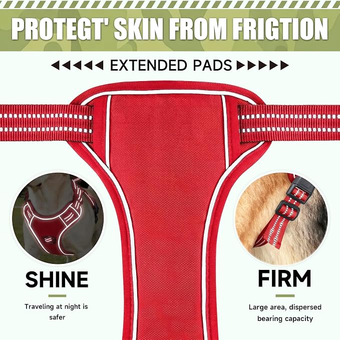 Service Dog Tactical Vest Harness and Leash Set Large Sized Dog Emotional Support- Tactical Dog Harness Training Collar with Name (Red, XL)