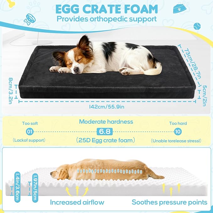 Loiion Dog Car Bed, Non-Slip Backseat Extender Pet Mat 56"x28.7"x2" | Removable, Washable Dog Bed With Waterproof Liner Protects Car Seats, Anti-Slip Travel Bed For Dogs