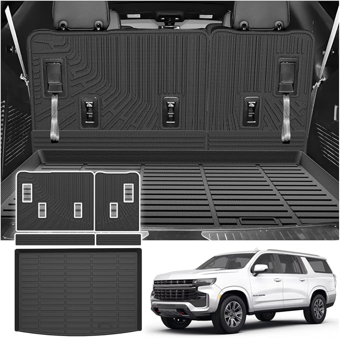 Cargo Liner for Chevy/Chevrolet Suburban & GMC Yukon XL 2021-2025 2026, All Weather Cargo Mats for Suburban Accessories, Heavy Duty TPE Trunk Mat, Car Accessories