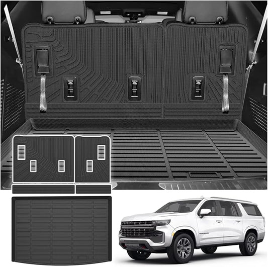 Cargo Liner for Chevy/Chevrolet Suburban & GMC Yukon XL 2021-2025 2026, All Weather Cargo Mats for Suburban Accessories, Heavy Duty TPE Trunk Mat, Car Accessories