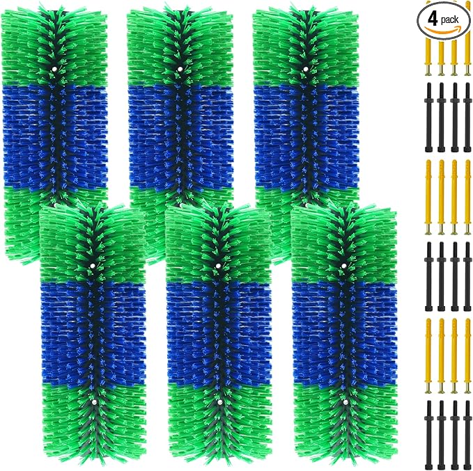6pcs Livestock Scratching Brush Goat Scratcher Brush Full Massage Grooming Tool with 24 Screws for Cow,Cattle,Cow,Sheep, Horses,Pigs