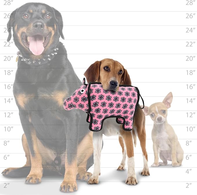 TUFFY® : Medium Pig Dog Toy: Ultra Durable Plush Toy with Multiple Layers & Reinforced Seams, Washable and Floats, Original Construction