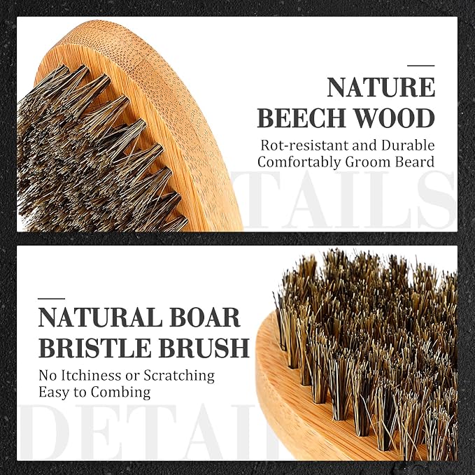 Maitys 10 Set Appreciation Gifts Bulk Beard Brush Comb Scissors,Oval | Boar Bristle Beard Brush, for Men Father Colleague Employee
