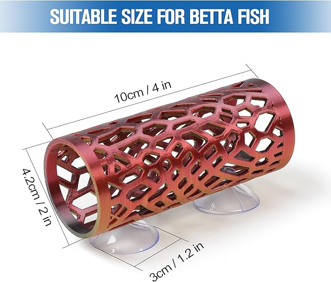 2 Pcs Betta Fish Tunnel,Safer for Small Fish Shrimp Aquarium Decor Hideout，Betta Hammock with Suction Cups for Resting and Sleeping，Fish & Shrimp Toys，Fish Tank Accessory Habitat Cave