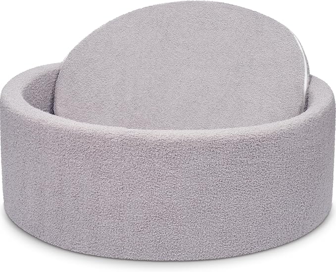 Imitation Teddy Colours Foam Ball Pit 35.4"x 11.8" Soft Round Playpen for Toddlers Dogs Cats with Soft Memory Sponge for Babies Indoor and Outdoor Game Gray (Balls not Included)