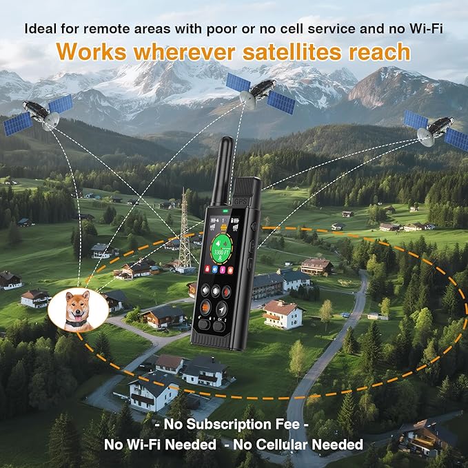 Completely Off-Grid 3-in-1 GPS Dog Fence with Real-Time Tracking: No Subscription, App-Free, Self-contained, Dual-GPS, Training Collar, Customizable Boundary with Four Progressive Alerts, Black