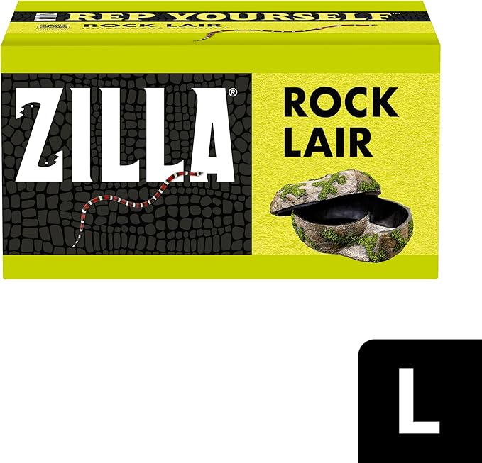Zilla Rock Lair, Naturalistic Hide, Supports Shedding and Egg-Laying, Retains Humidity, Ideal for Snakes and Lizard, Large