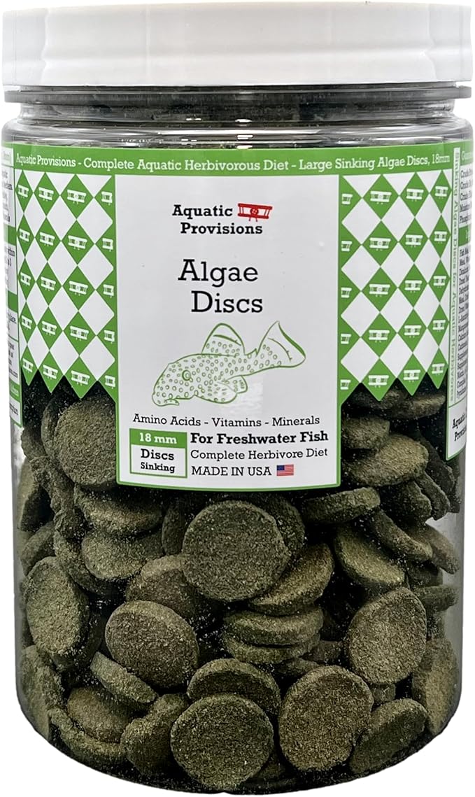 Aquatic Provisions Algae Discs 16 oz, Sinking 18 mm Fish Food for Freshwater Herbivores