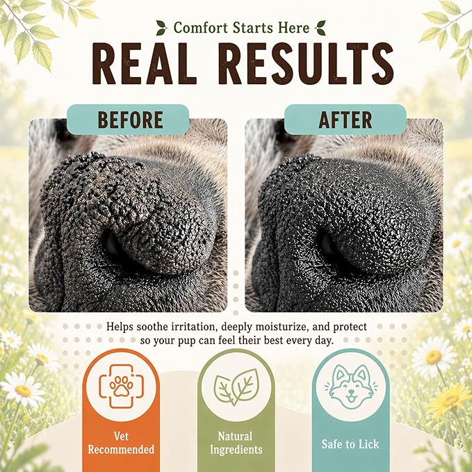 Natural Dog Company Snout Soother Dog Nose Balm – Moisturizing Care for Dry, Crusty, Cracked Noses with Coconut Oil & Shea Butter, Lick Safe Dog Snout Balm for All Breeds - 2 oz Stick