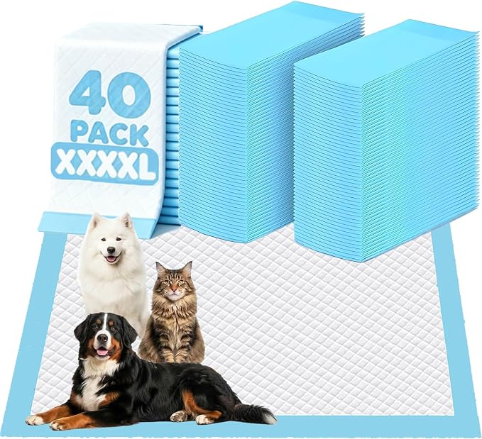 40 Count Extra Large Dog Pee Pads 31" x 55", 6-Layer Soft Highly Absorbent Puppy Pads, Quick Dry Odor Control Potty Pads for Large Dogs & Multi-Pet Families, Leak-Proof Dog Training Pads