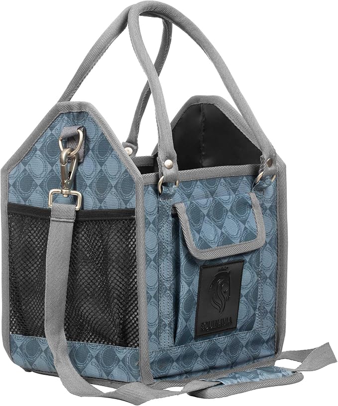 Equinavia Darby Horse Grooming Bag, Collapsible Tote with Strap, One Size | Horse Grooming Tote Bag or Cat and Dog Grooming Bag for Equipment and Supplies, Adjustable Strap, 8" x 9" x 12", One Size