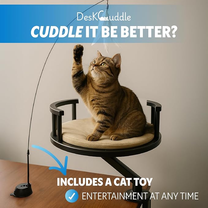 Cat Bed with Memory Foam Cushion Eco-Friendly Wood, Washable Non-Slip Covers – Keeps Your Pet Close While You Work – Modern Cat Furniture