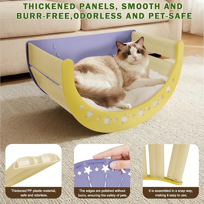 Cat Scratcher Bed, 3 in 1 Design-Bed, Scratcher, Hideaway Cave | with Elevated Sisal Pad & Reversible Fleece Mat,Sturdy HDPE Lounge for Indoor Cats, Tool-Free 30s Assembly, Supports 30 lbs