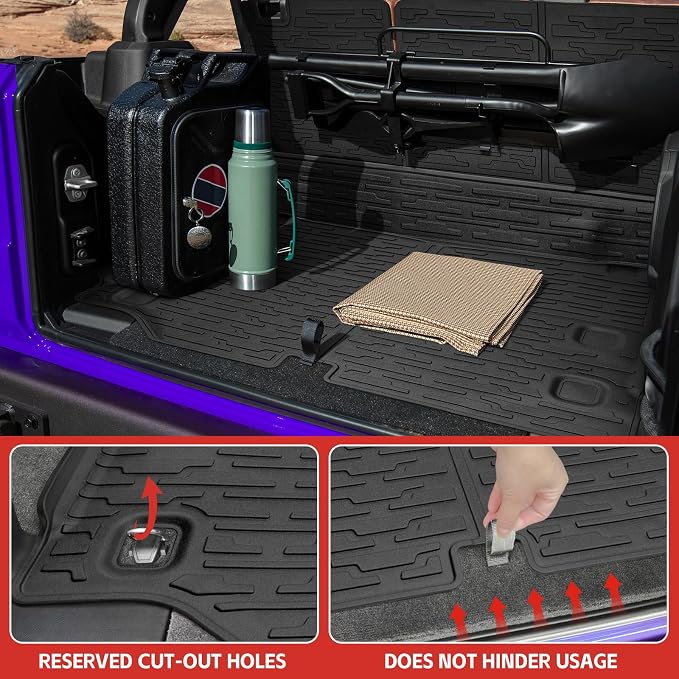 Cargo Mat with Seat Back Cover Fit for 2021-2025 Jeep Wrangler JL 4 Door Unlimited 4XE, Cargo Liner Durable TPE Trunk Mat for 2024 Jeep Wrangler JL/JLU Accessories(Cargo Mat+ Backrest Mats)