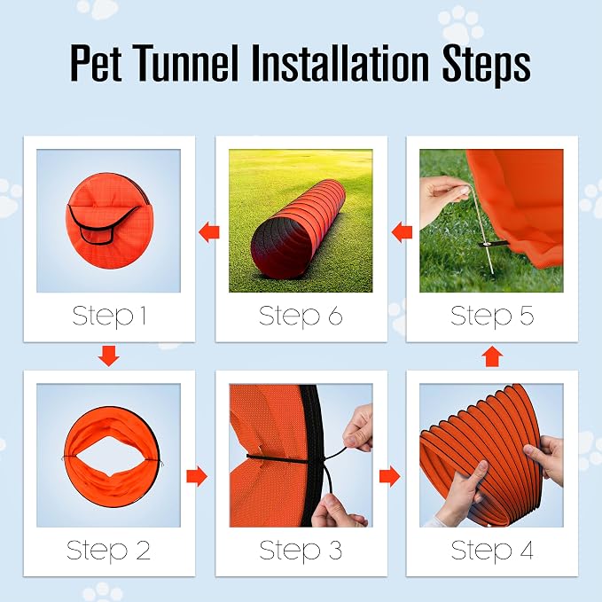 Houseables Dog Agility Tunnel, Dog Tunnel, Agility Equipment, 18 Feet, Puppy Obstacle Course, Crawling, Pet Playground, Small, Medium, Large, Indoor/Outdoor, Play, Pop Up Set, Exercise Tube, Toy, Red | Houseables Agility Equipment, Puppy Obstacle Cours...