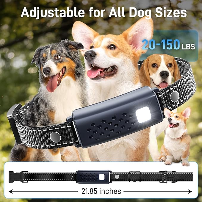 Dog Shock Collar with Flashing Light for Night Walks,4500FT Dog Training Collar Adjustable Pitch Beep(1-8), Vibration(1-16), Safe Shock(1-99), and Keypad Lock, Shock Collar for Dogs