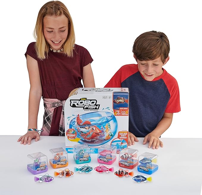 Robo Alive Robo Fish Robotic Swimming Fish (Blue + Red 2 Pack) by ZURU Water Activated, Changes Color, Comes with Batteries, Amazon Exclusive - Blue + Red (2 Pack)