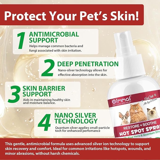 Hot Spot Spray Treatment for Cats, Upgraded Hot Spot & Itch Relief Skin Spray for Cat, Instant Irritated Dry Itchy Skin, Allergies, and Dermatitis, Scratching and Licking, Reduces Topical Inflammation