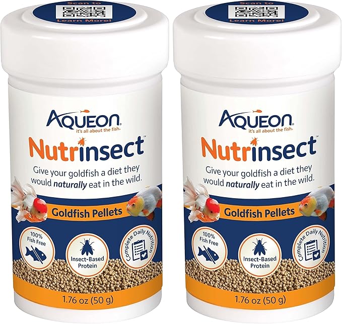Aqueon Nutrinsect Fish-Free Fish Food, Goldfish Pellets, 1.76 oz (Pack of 2)