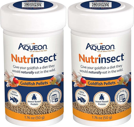 Aqueon Nutrinsect Fish-Free Fish Food, Goldfish Pellets, 1.76 oz (Pack of 2)